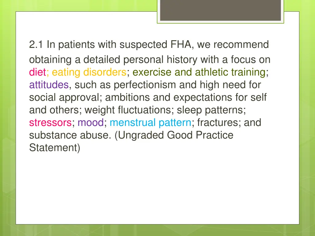 2 1 in patients with suspected fha we recommend
