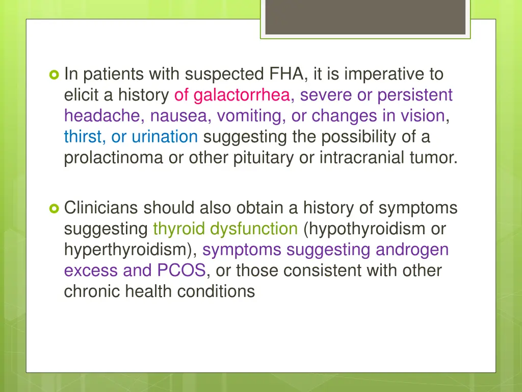 in patients with suspected fha it is imperative