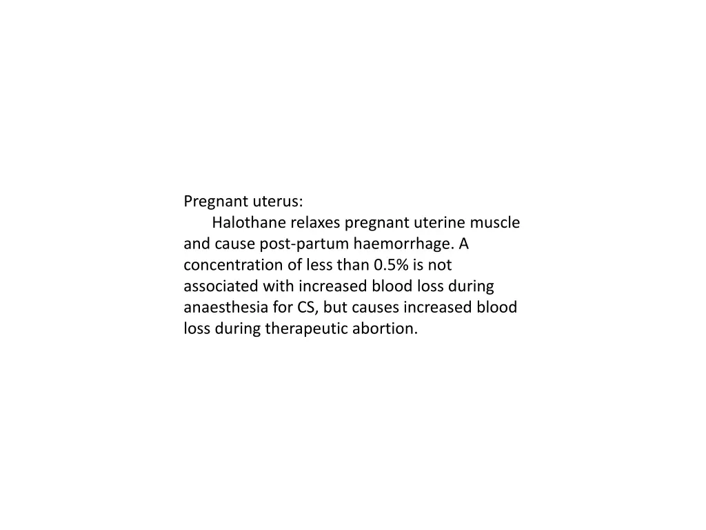 pregnant uterus halothane relaxes pregnant