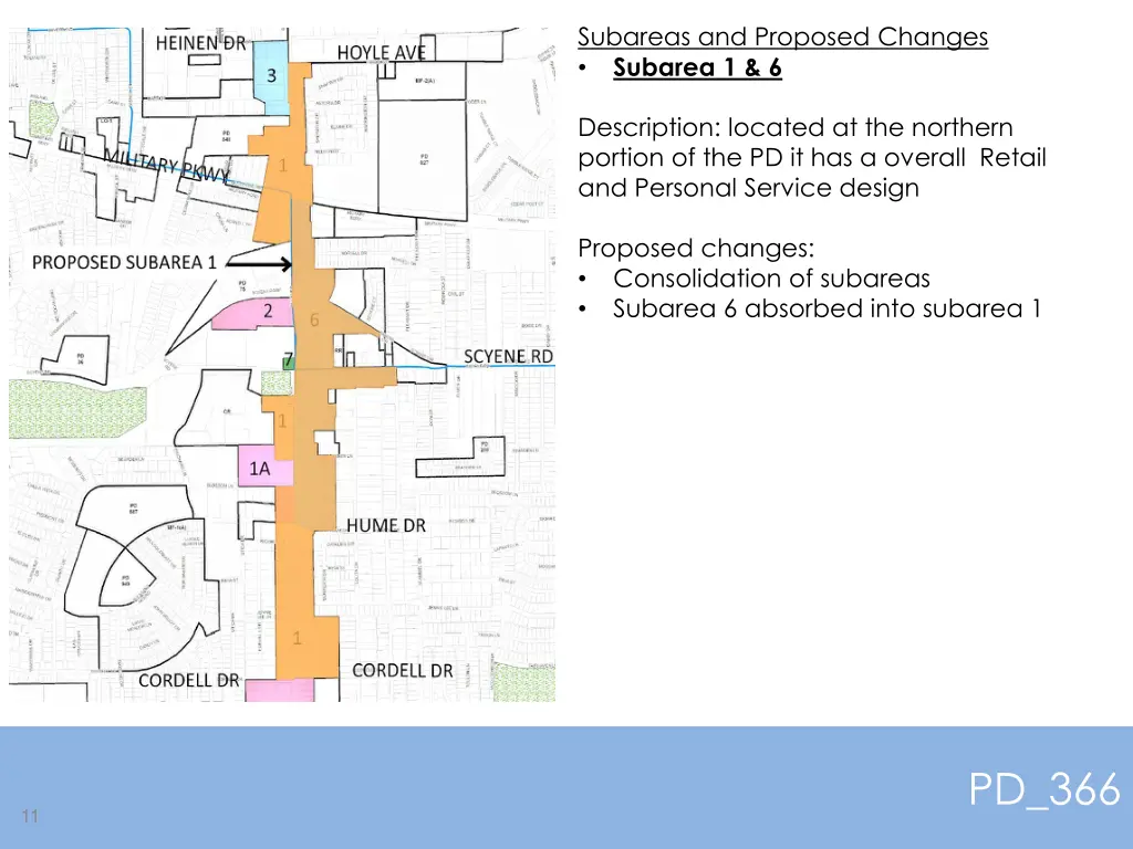 subareas and proposed changes subarea 1 6 1