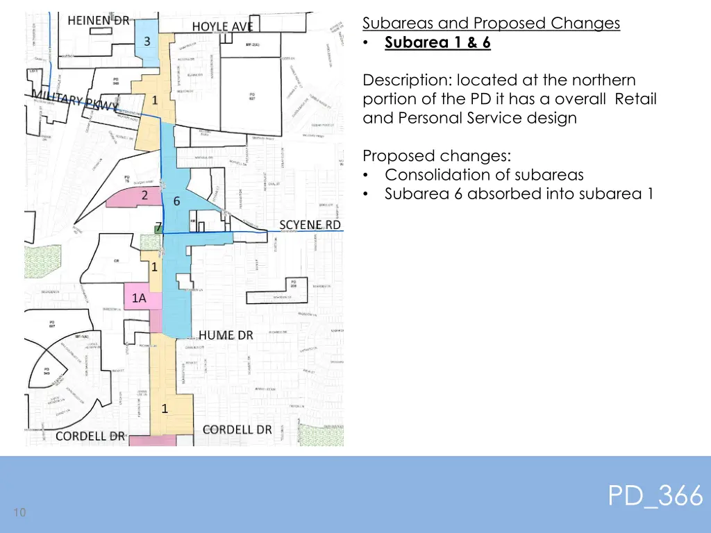 subareas and proposed changes subarea 1 6