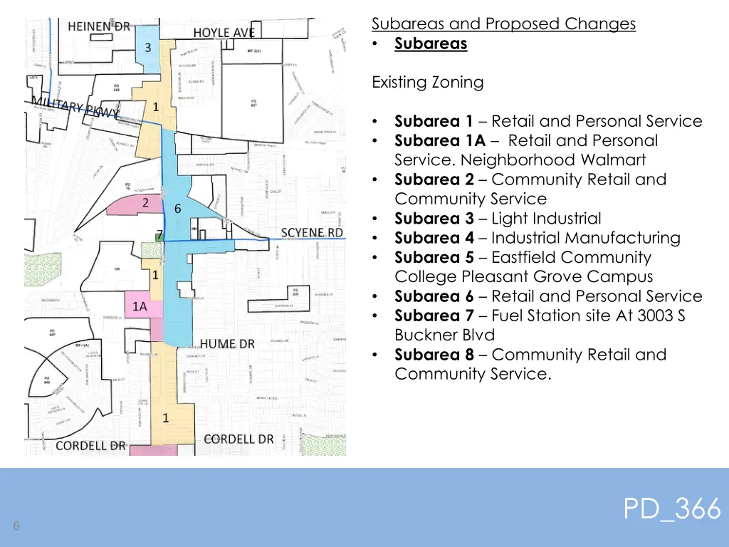 subareas and proposed changes subareas 1