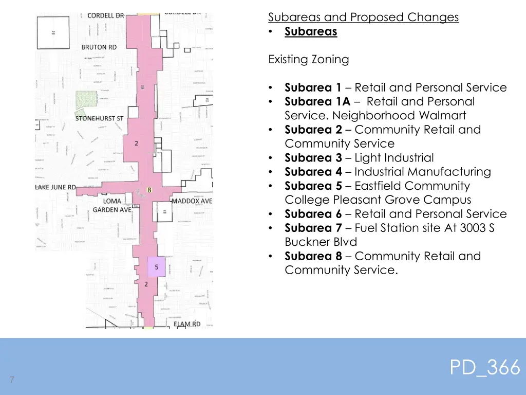 subareas and proposed changes subareas 2