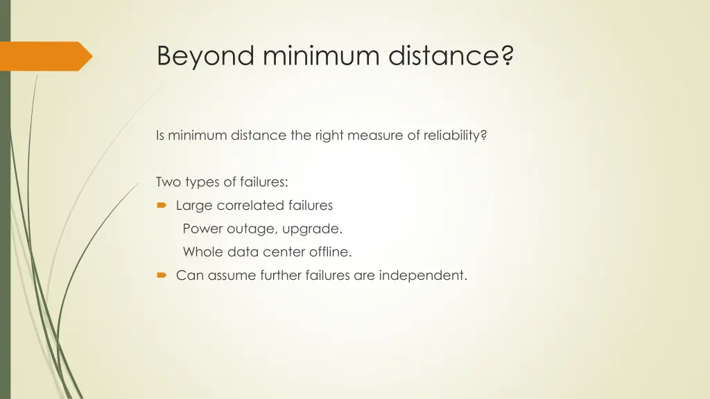 beyond minimum distance