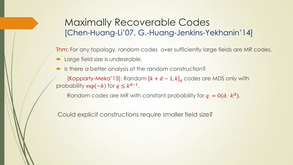 maximally recoverable codes chen huang 2