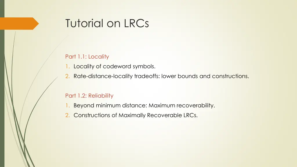 tutorial on lrcs