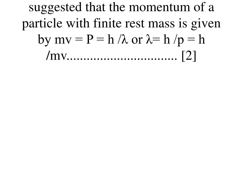suggested that the momentum of a particle with