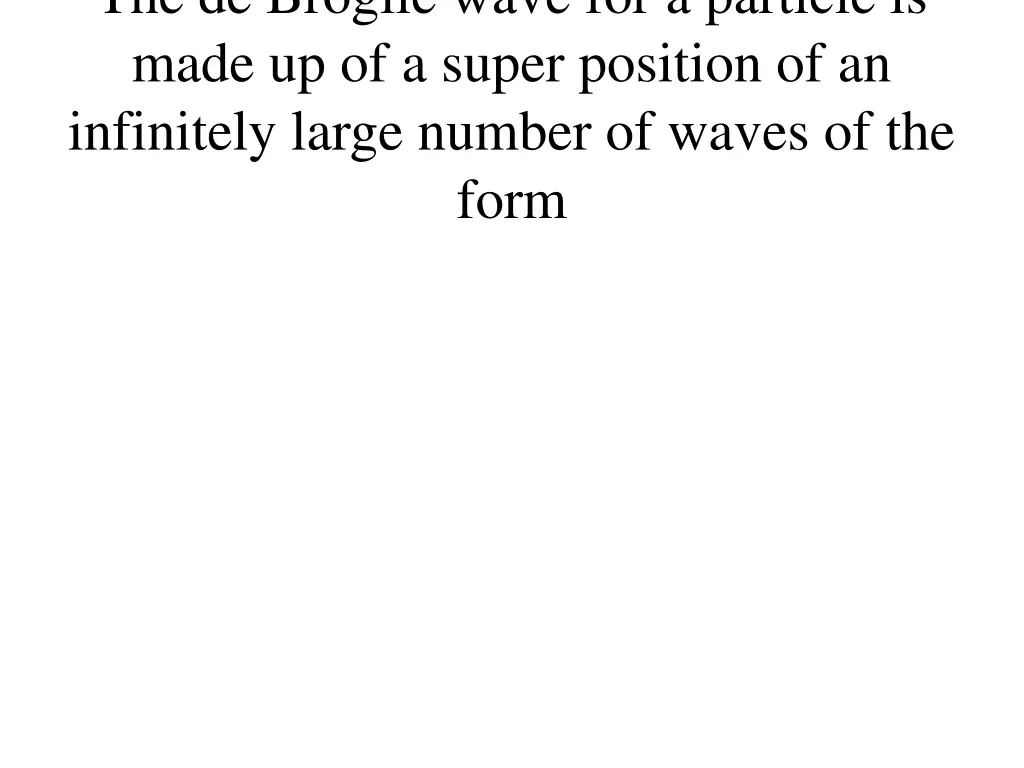 the de broglie wave for a particle is made