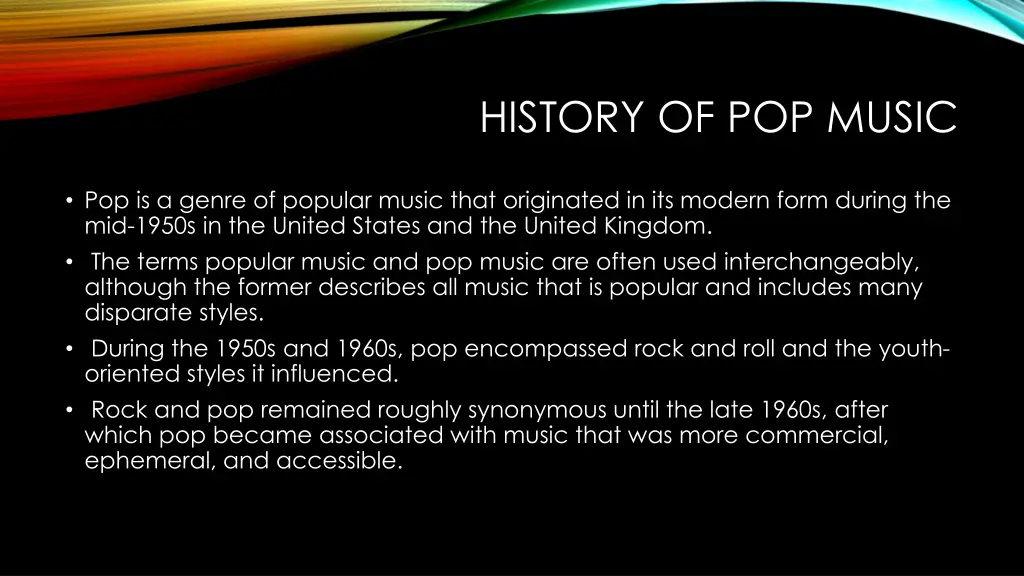 history of pop music