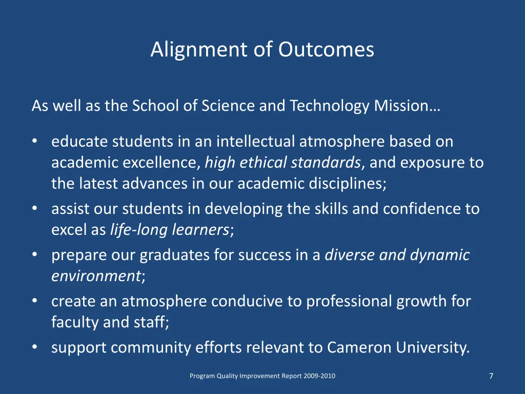 alignment of outcomes 1