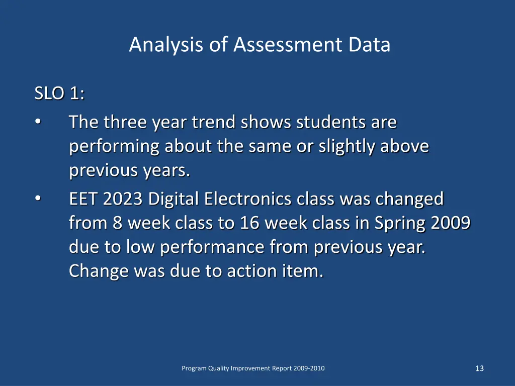 analysis of assessment data
