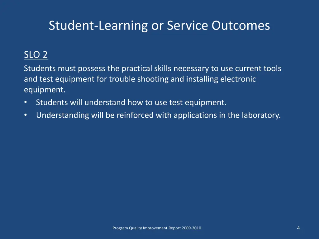 student learning or service outcomes 1