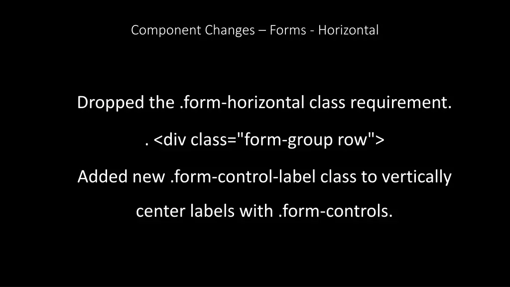 component changes forms horizontal
