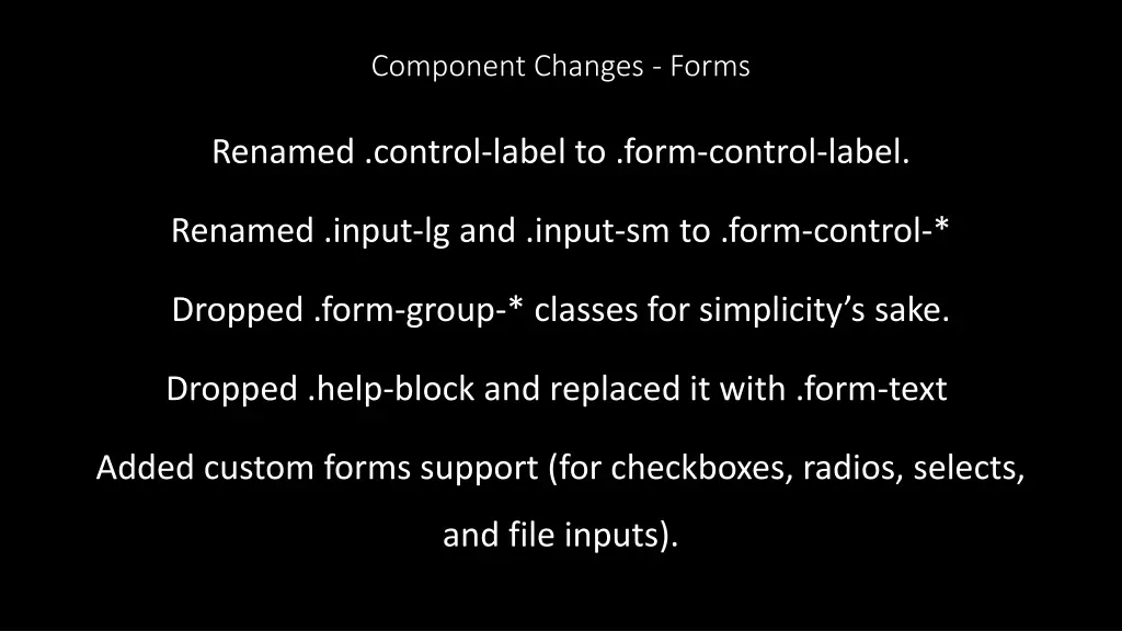 component changes forms