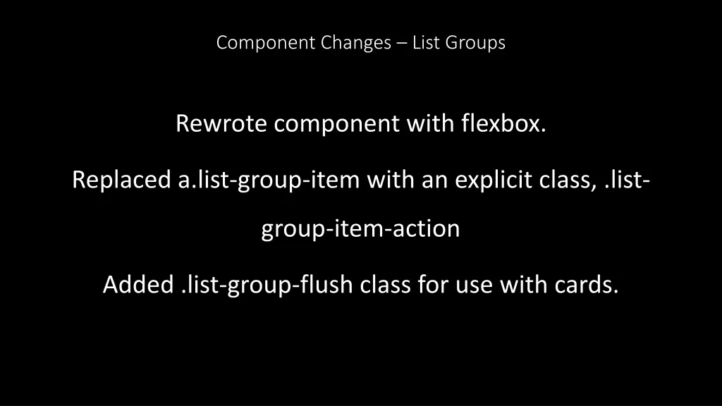 component changes list groups