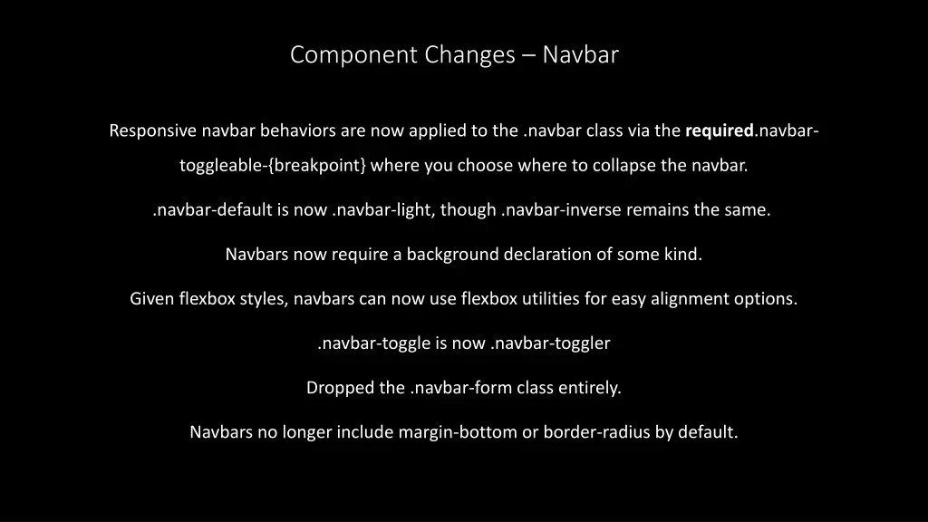 component changes navbar