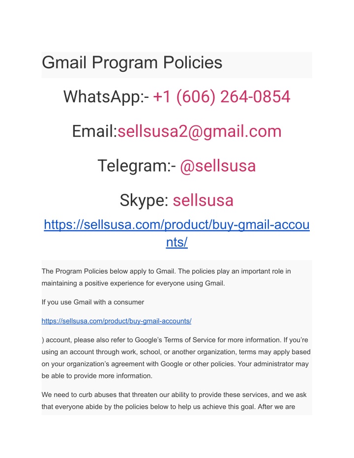 gmail program policies