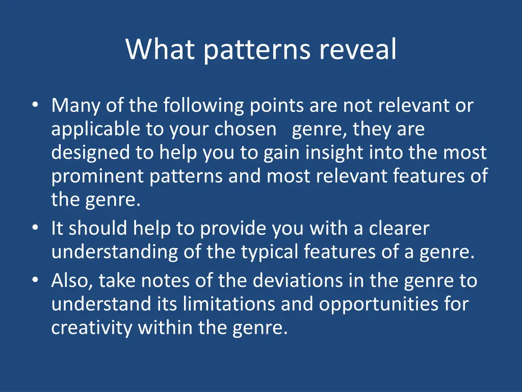 what patterns reveal