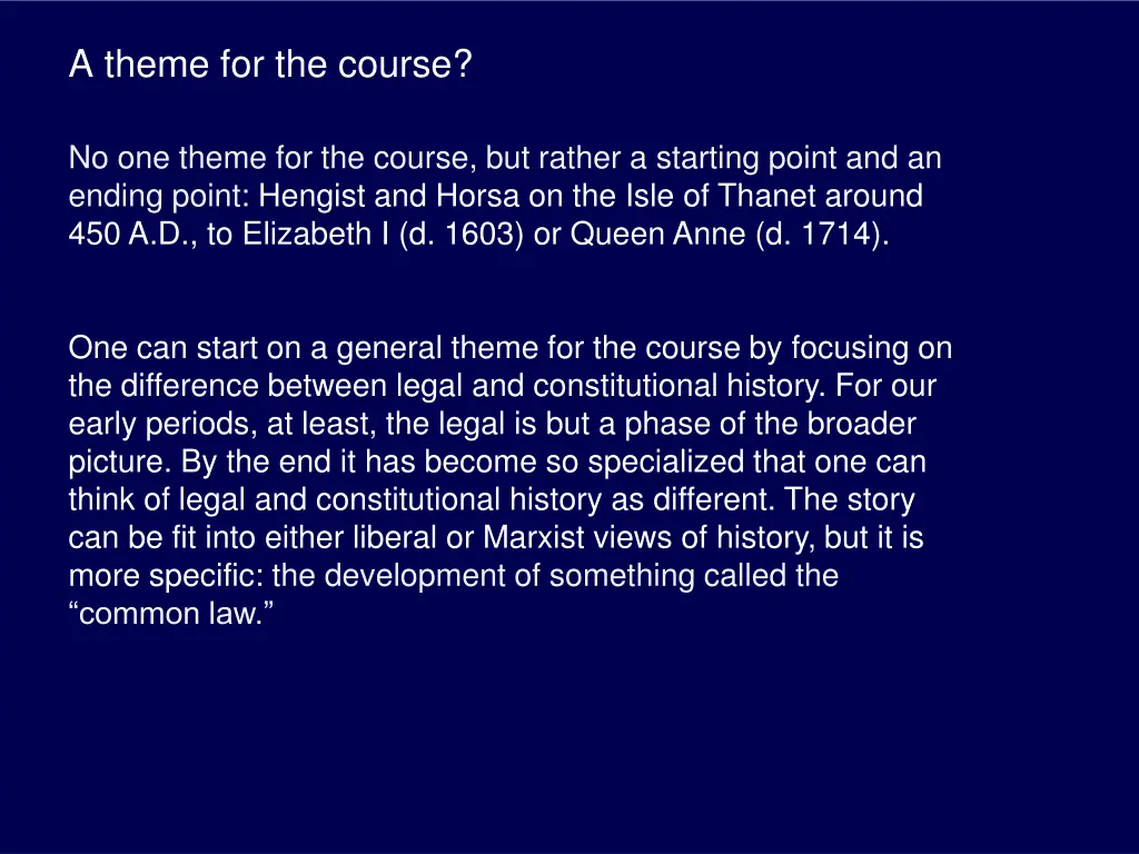 a theme for the course