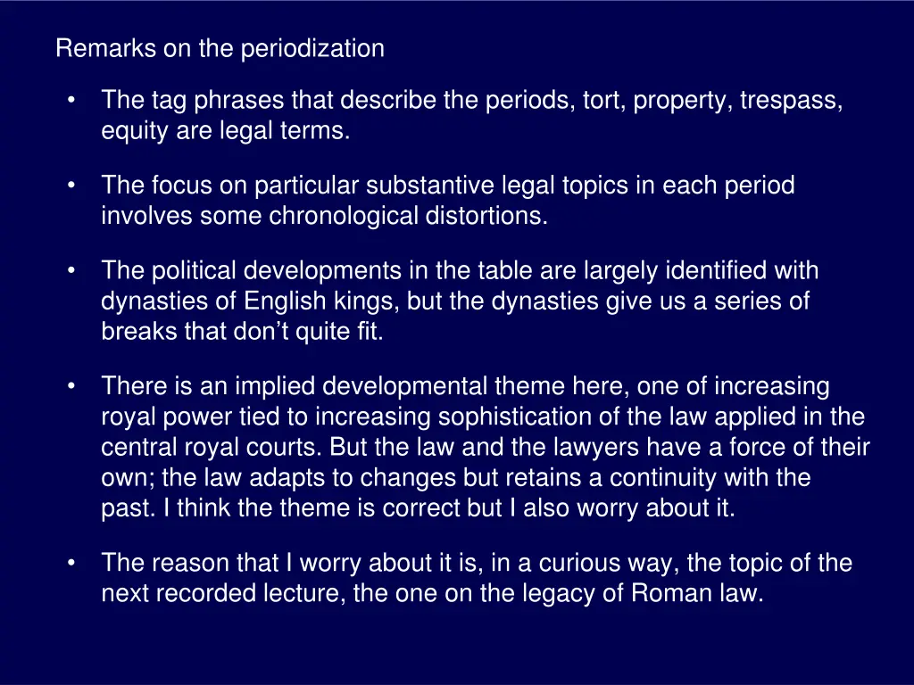 remarks on the periodization