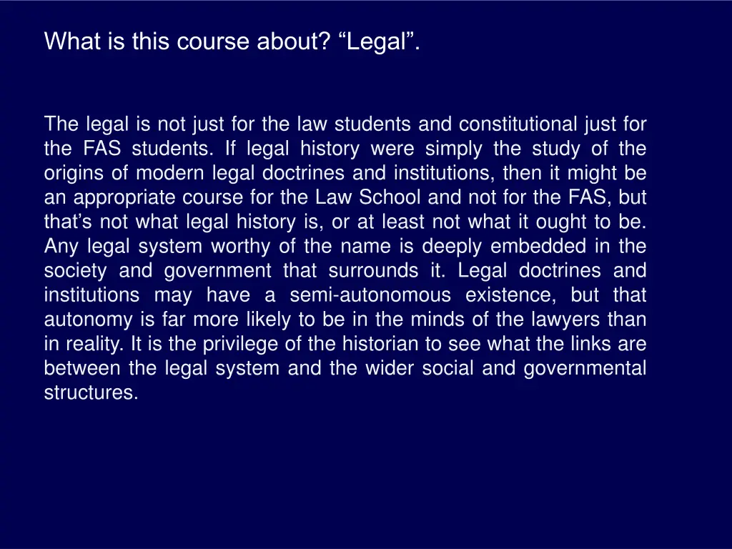 what is this course about legal