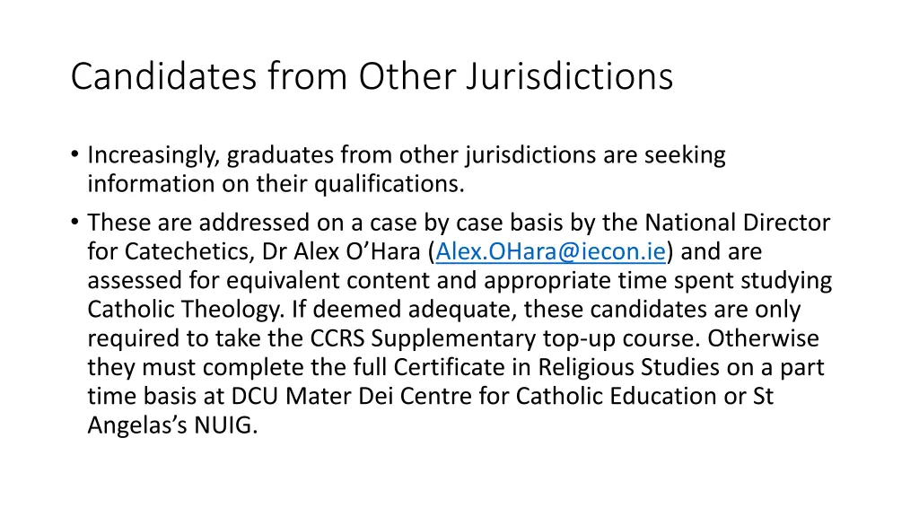candidates from other jurisdictions
