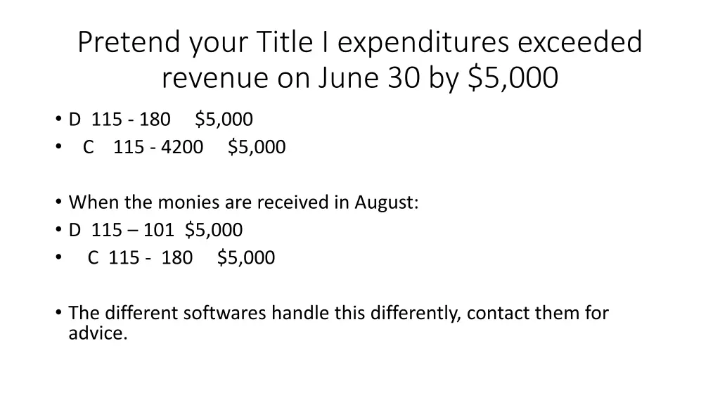 pretend your title i expenditures exceeded 1
