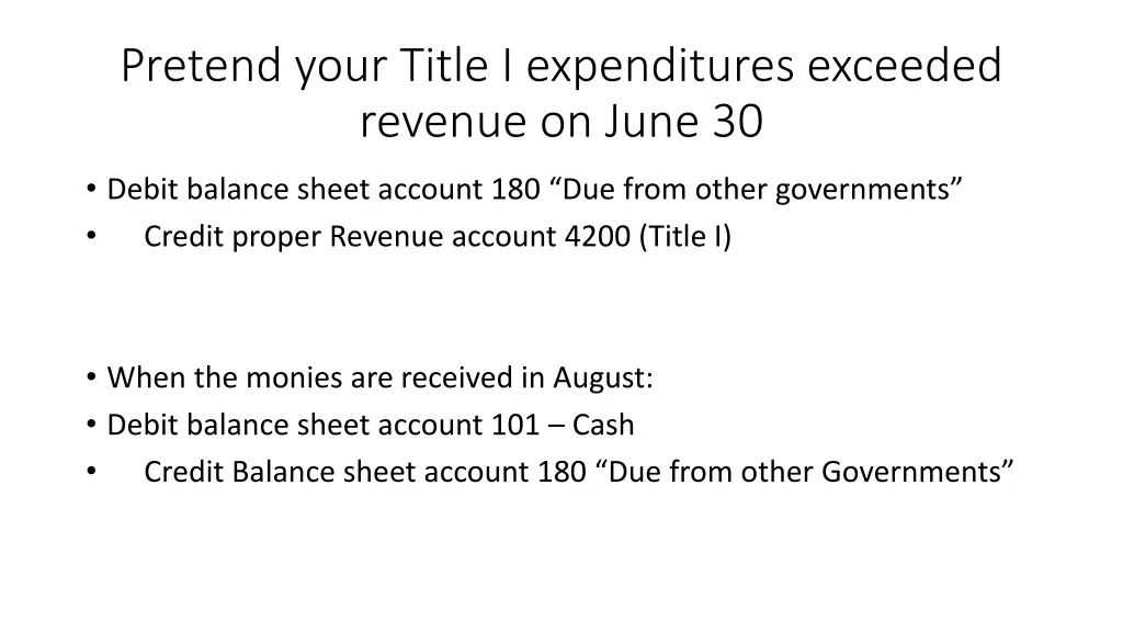 pretend your title i expenditures exceeded