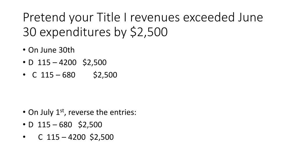 pretend your title i revenues exceeded june 1