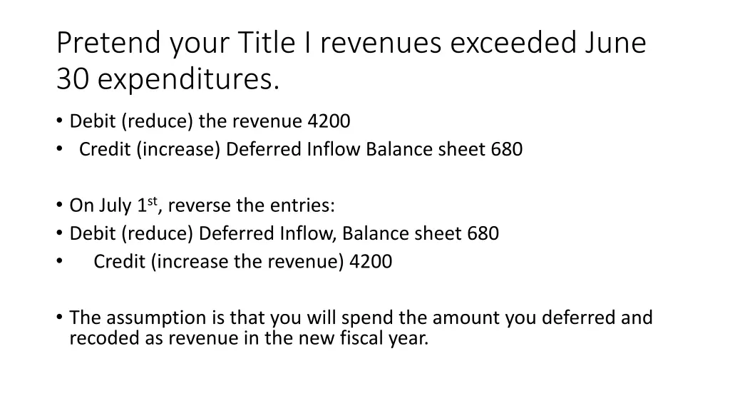 pretend your title i revenues exceeded june