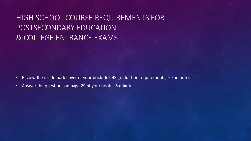 high school course requirements for postsecondary