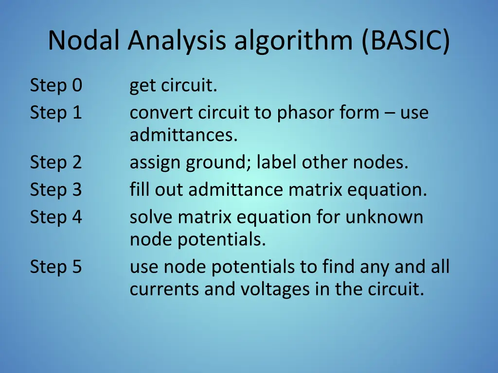 nodal analysis algorithm basic