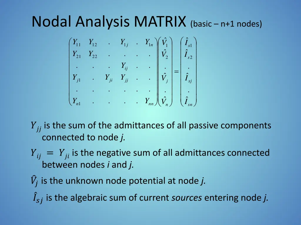 nodal analysis matrix basic n 1 nodes