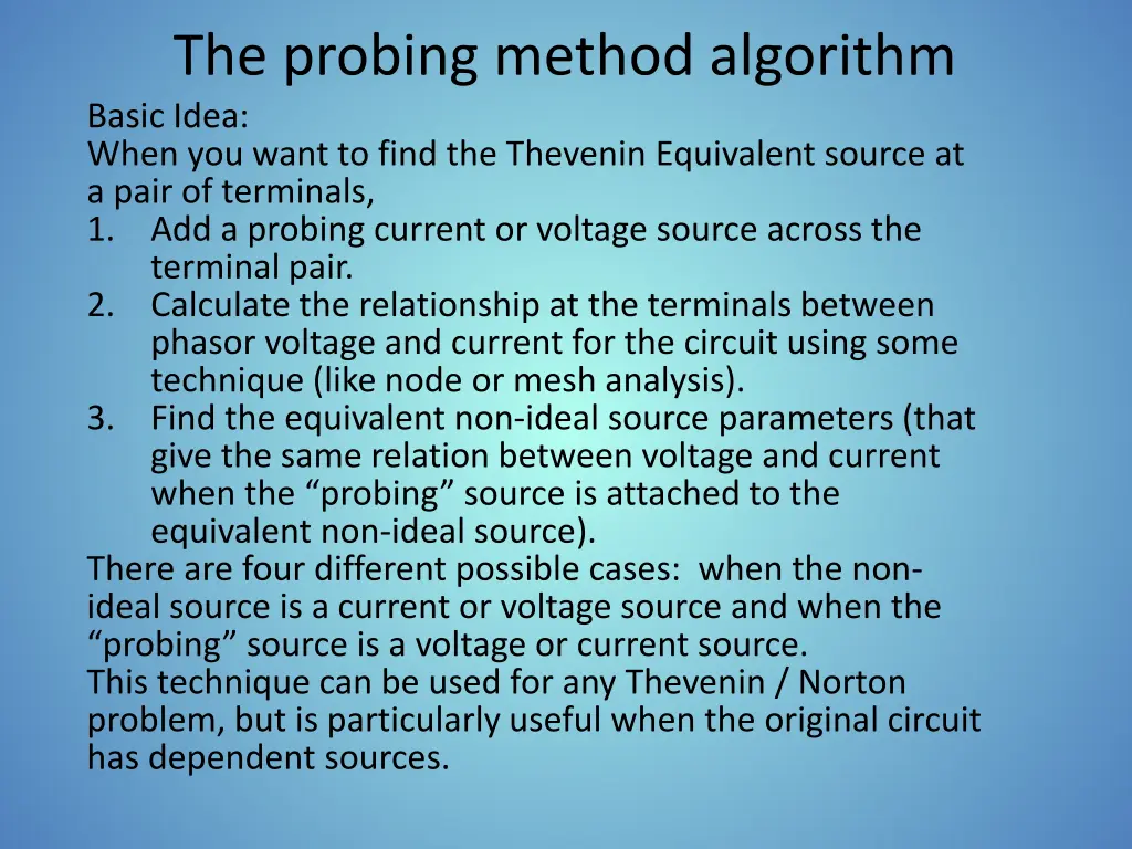 the probing method algorithm basic idea when