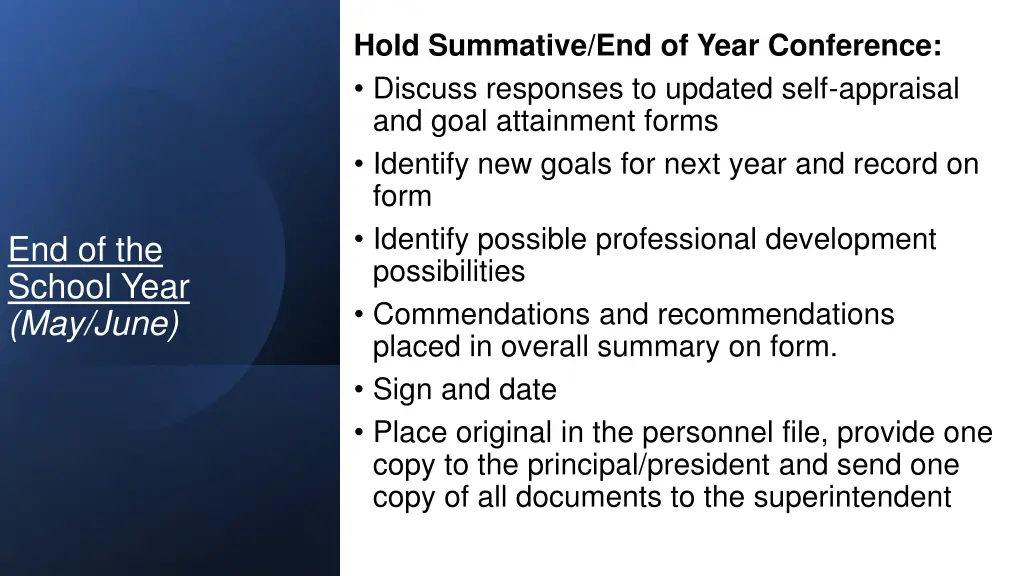 hold summative end of year conference discuss