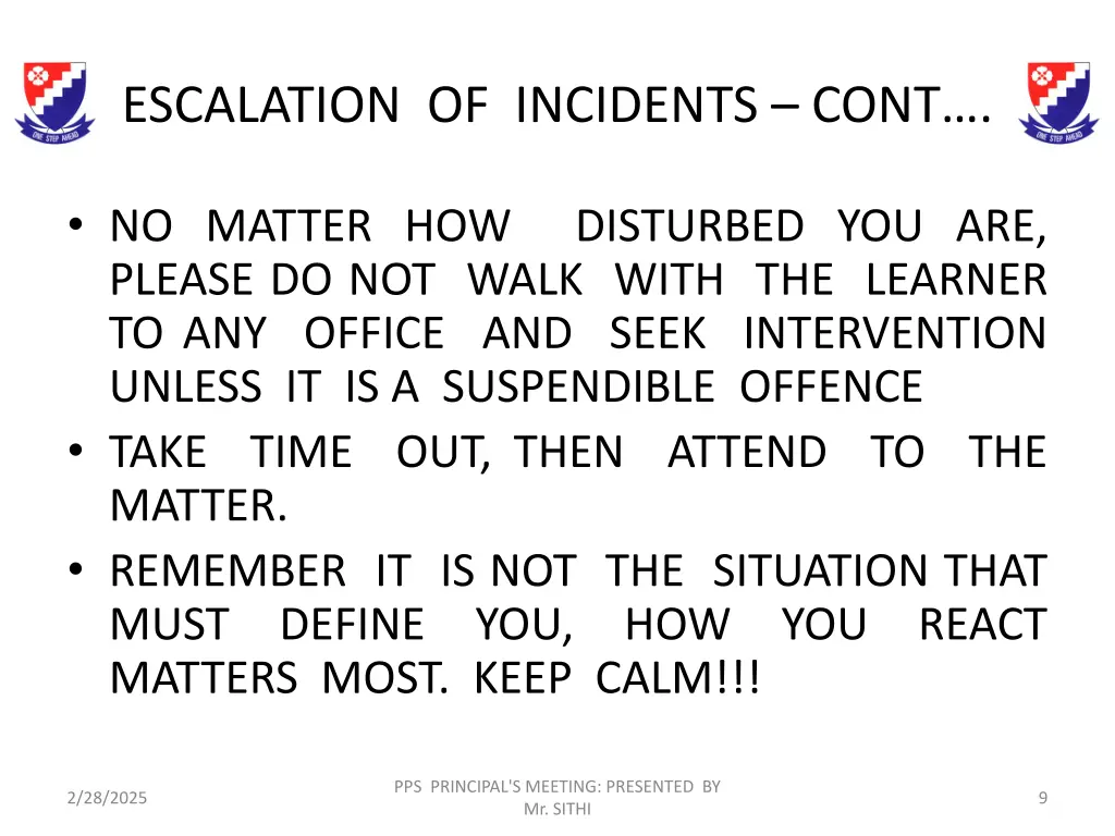 escalation of incidents cont
