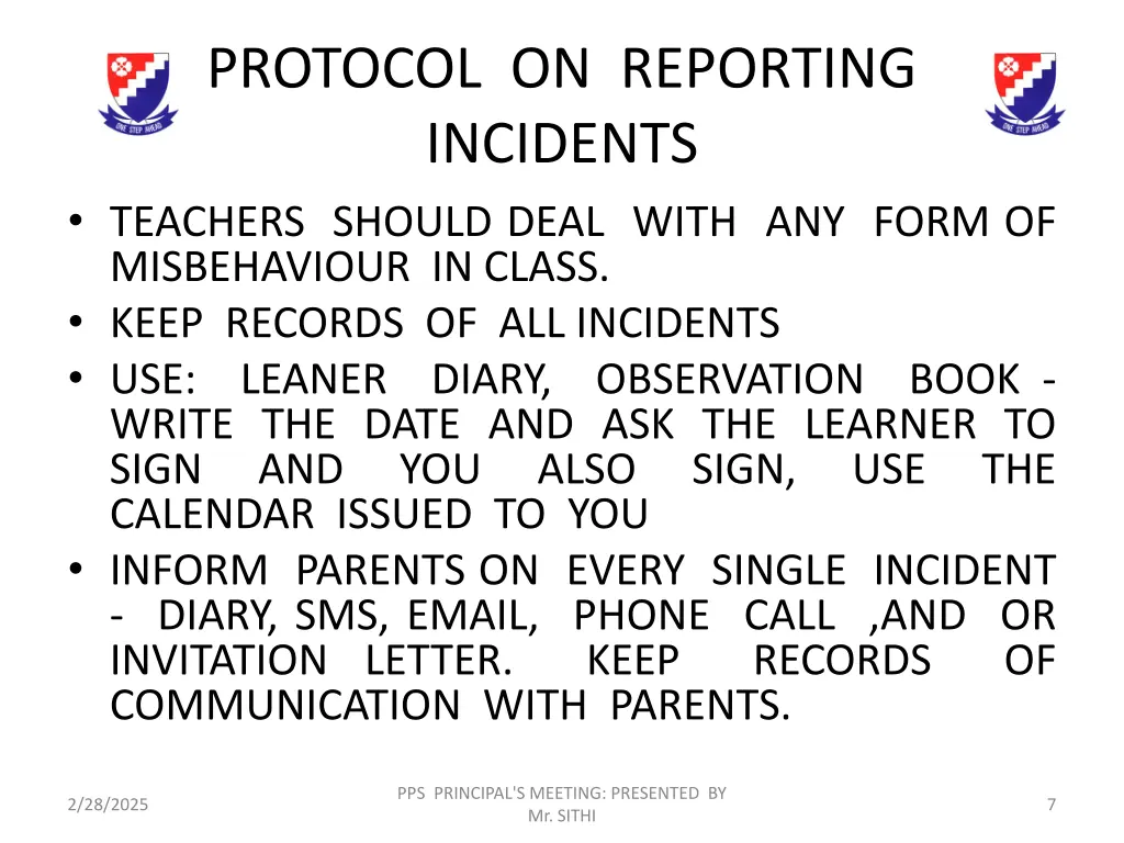 protocol on reporting incidents teachers should
