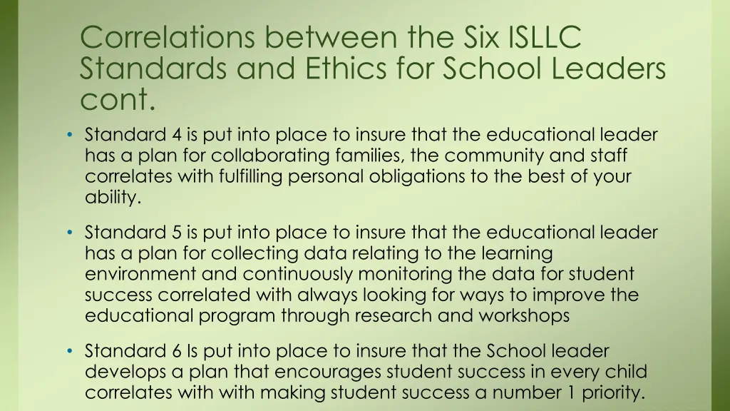 correlations between the six isllc standards 1