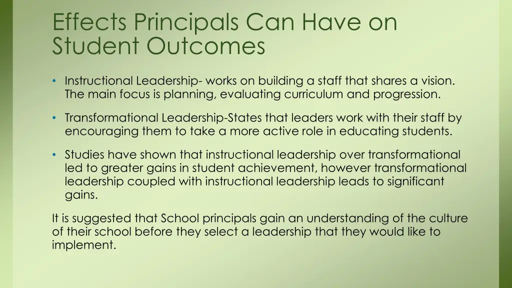 effects principals can have on student outcomes