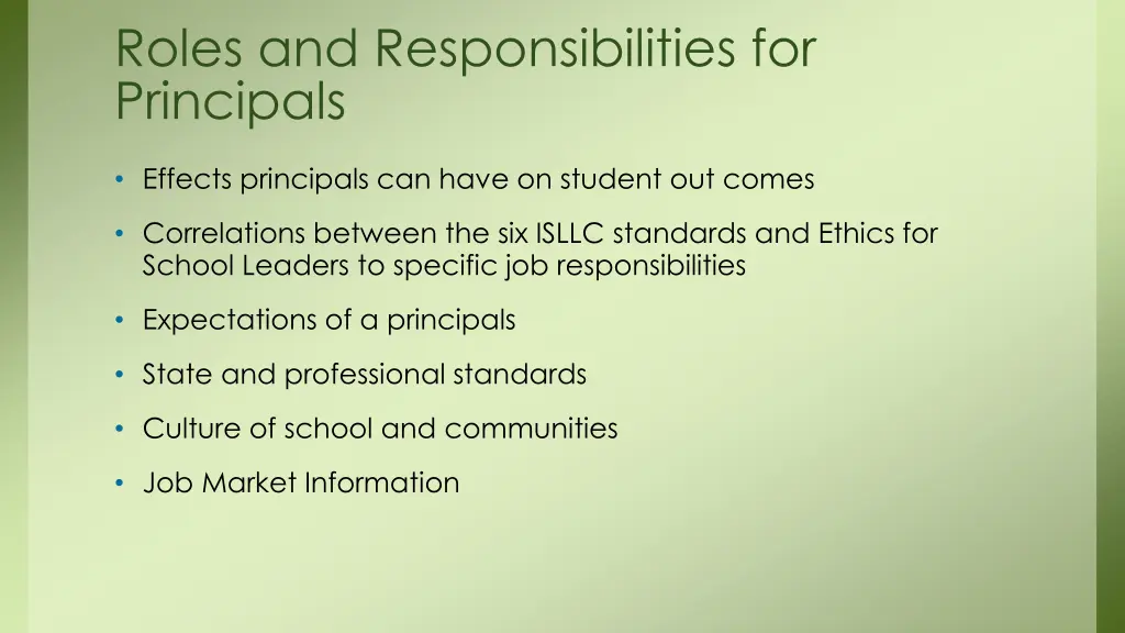 roles and responsibilities for principals