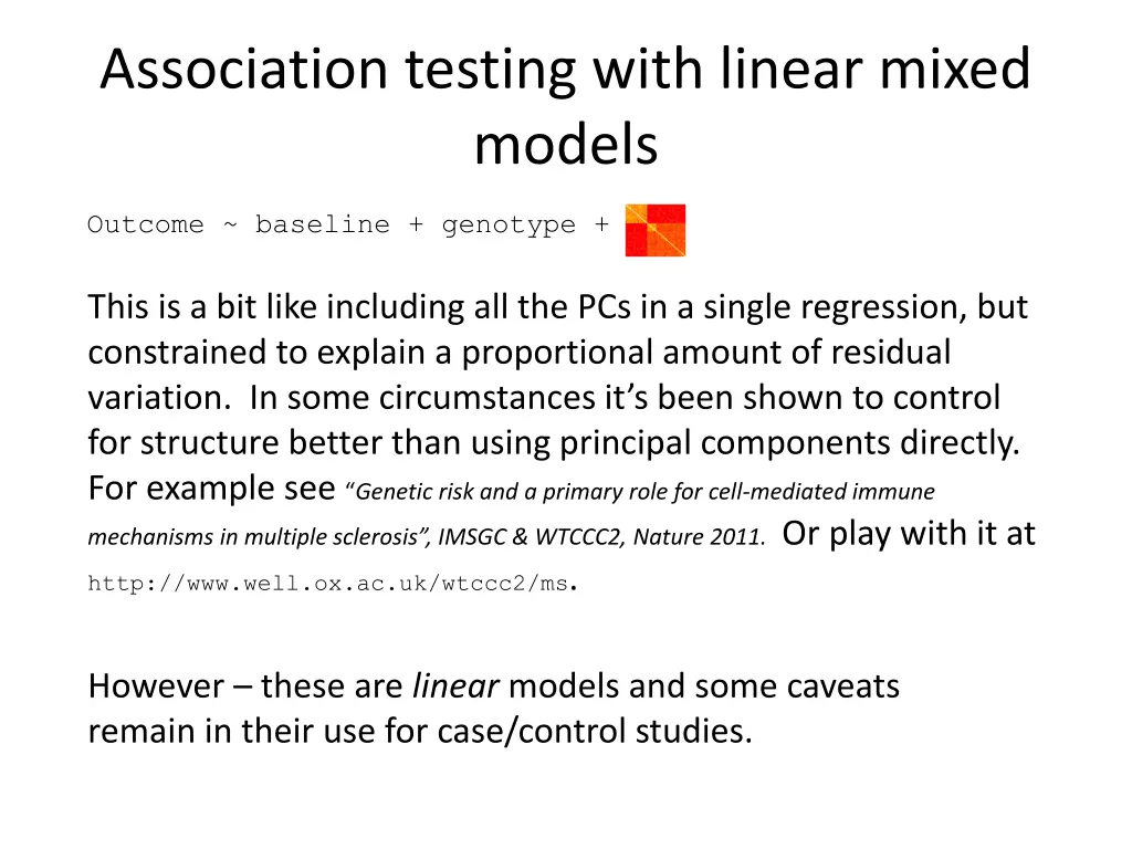 association testing with linear mixed models