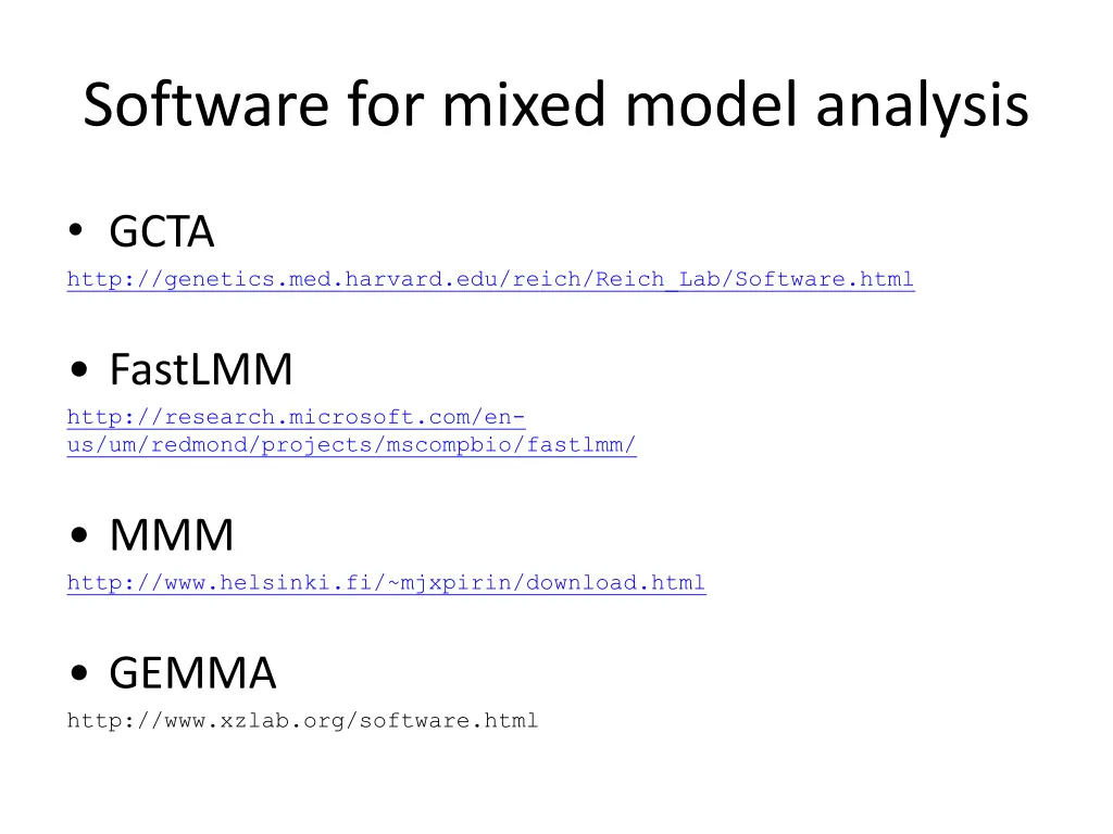 software for mixed model analysis