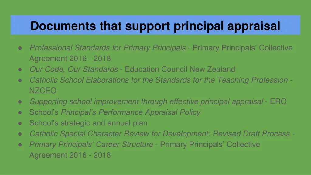 documents that support principal appraisal