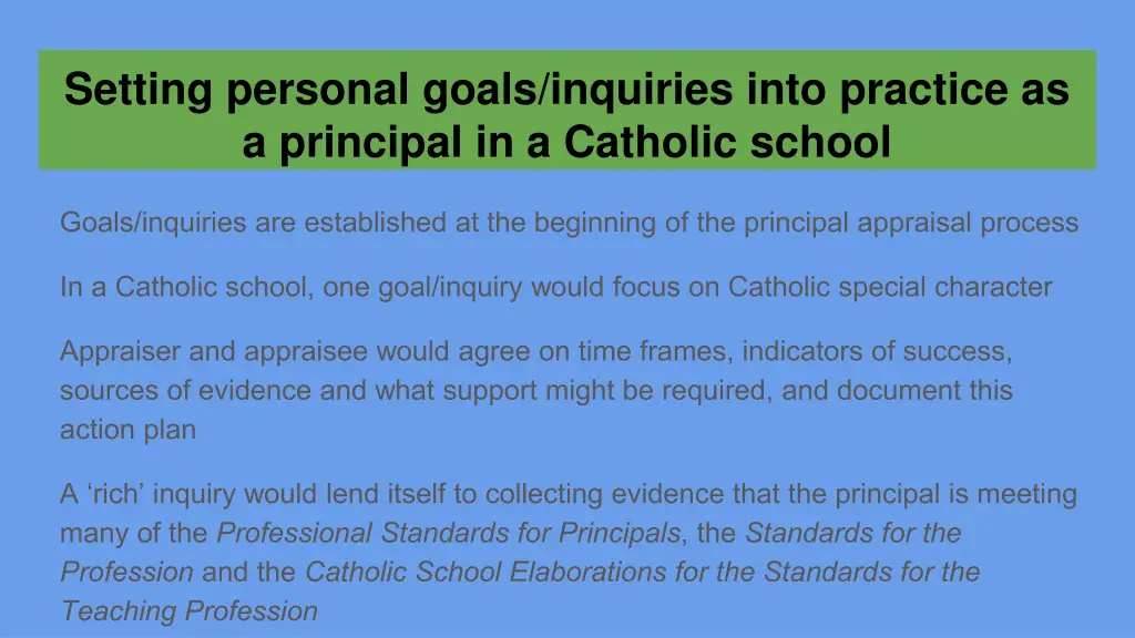 setting personal goals inquiries into practice