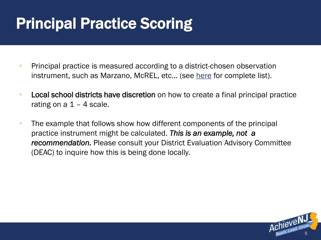principal practice scoring principal practice