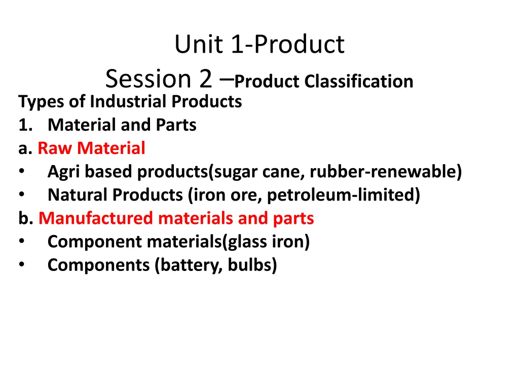 unit 1 product session 2 product classification 13