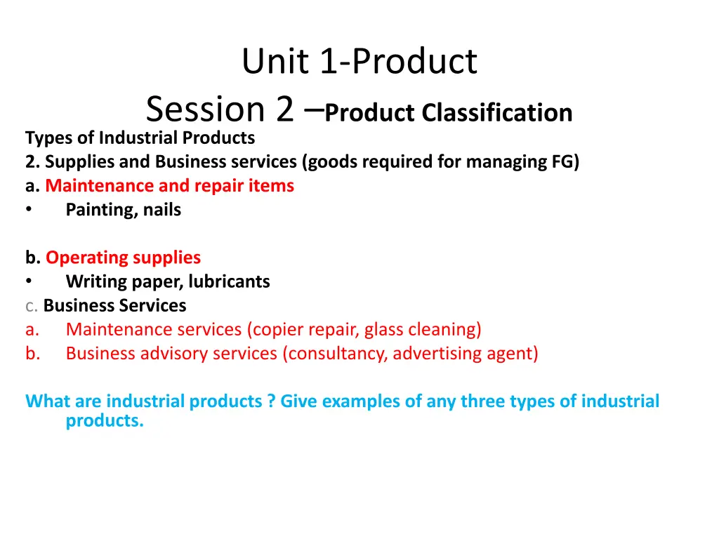 unit 1 product session 2 product classification 15