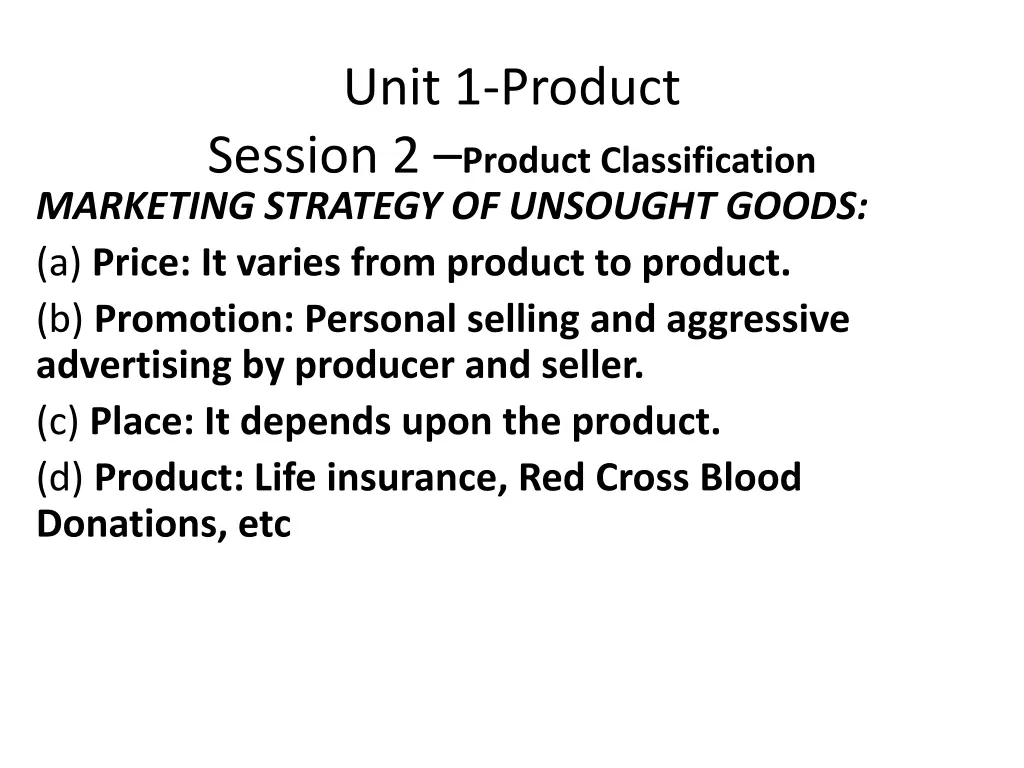 unit 1 product session 2 product classification 9