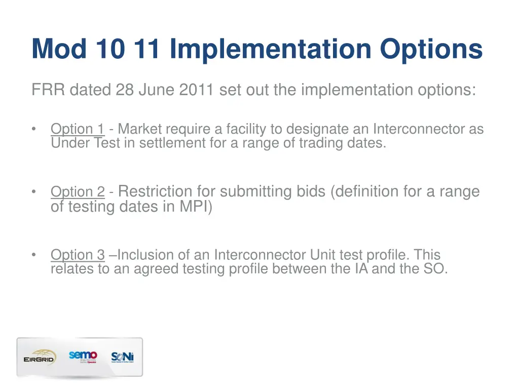 mod 10 11 implementation options