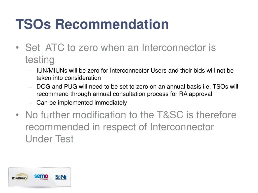 tsos recommendation